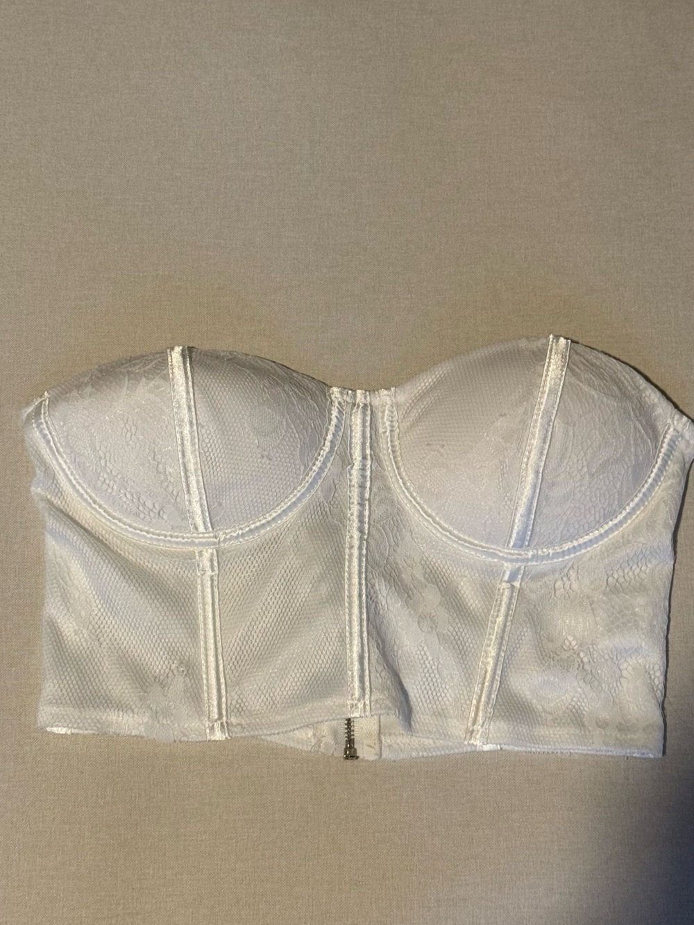 Super down White Lace Corset Bustier Top – XS